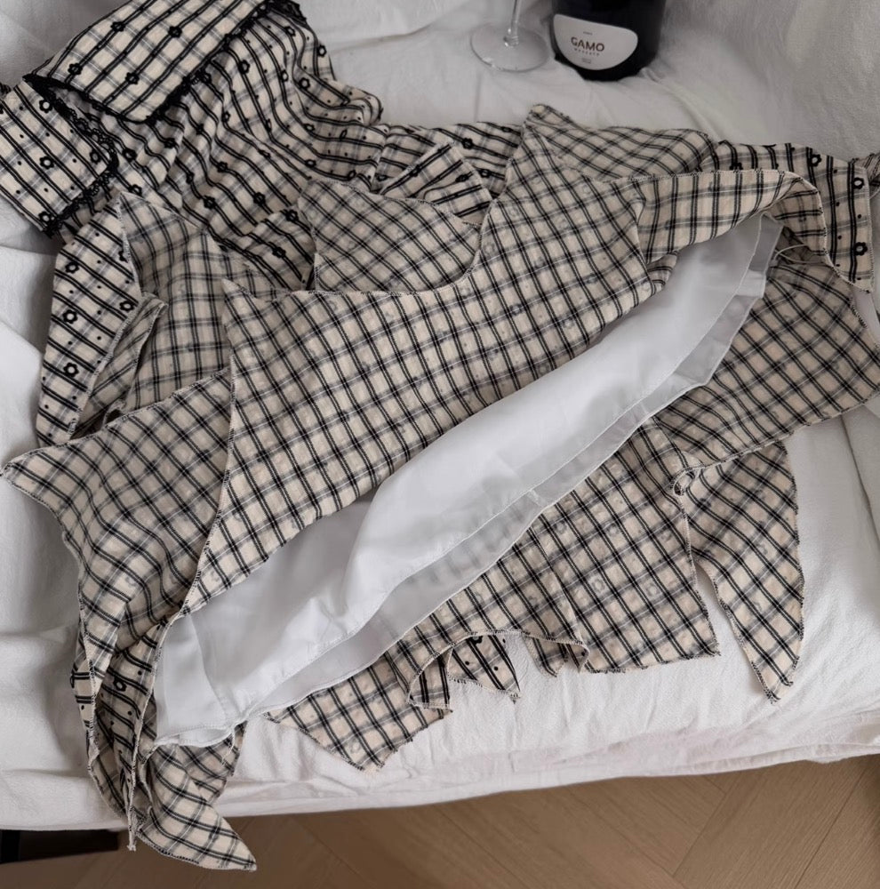 Irregular Design Plaid Slip Dress
