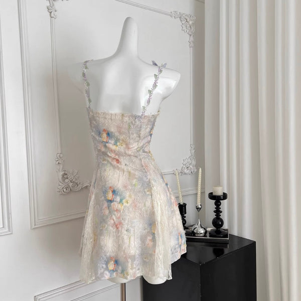 3D Colorful Butterfly Lace Slip Dress