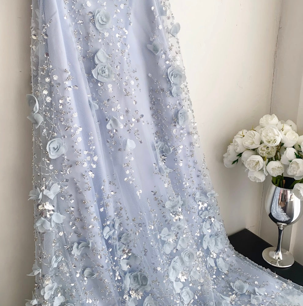 Beaded Sleeveless A-line Mesh Dress
