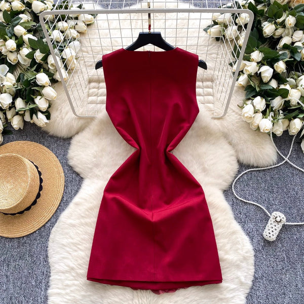 Rhinestone Studded Round Collar Dress