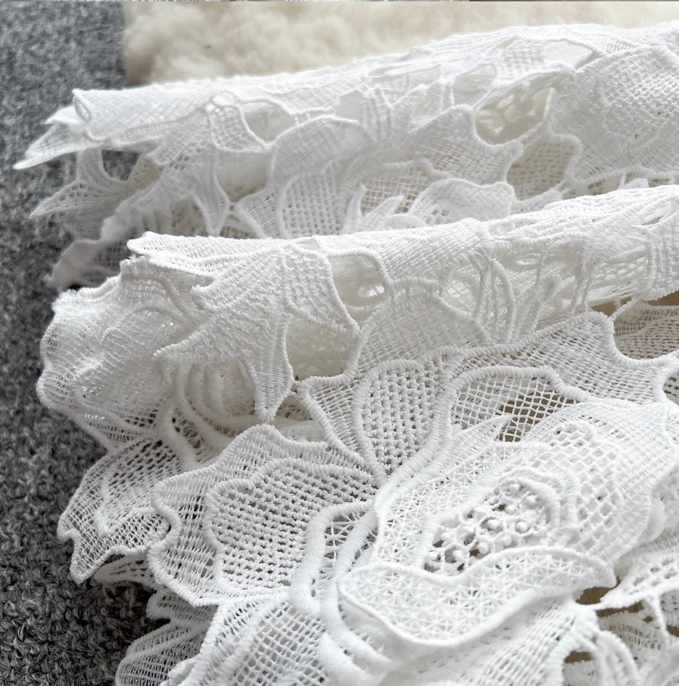 Elegant Hollowed Crochet White Dress