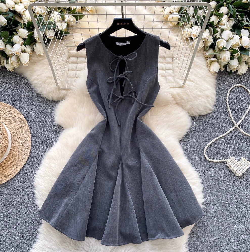 Vintage Sleeveless Multi-Bow Dress