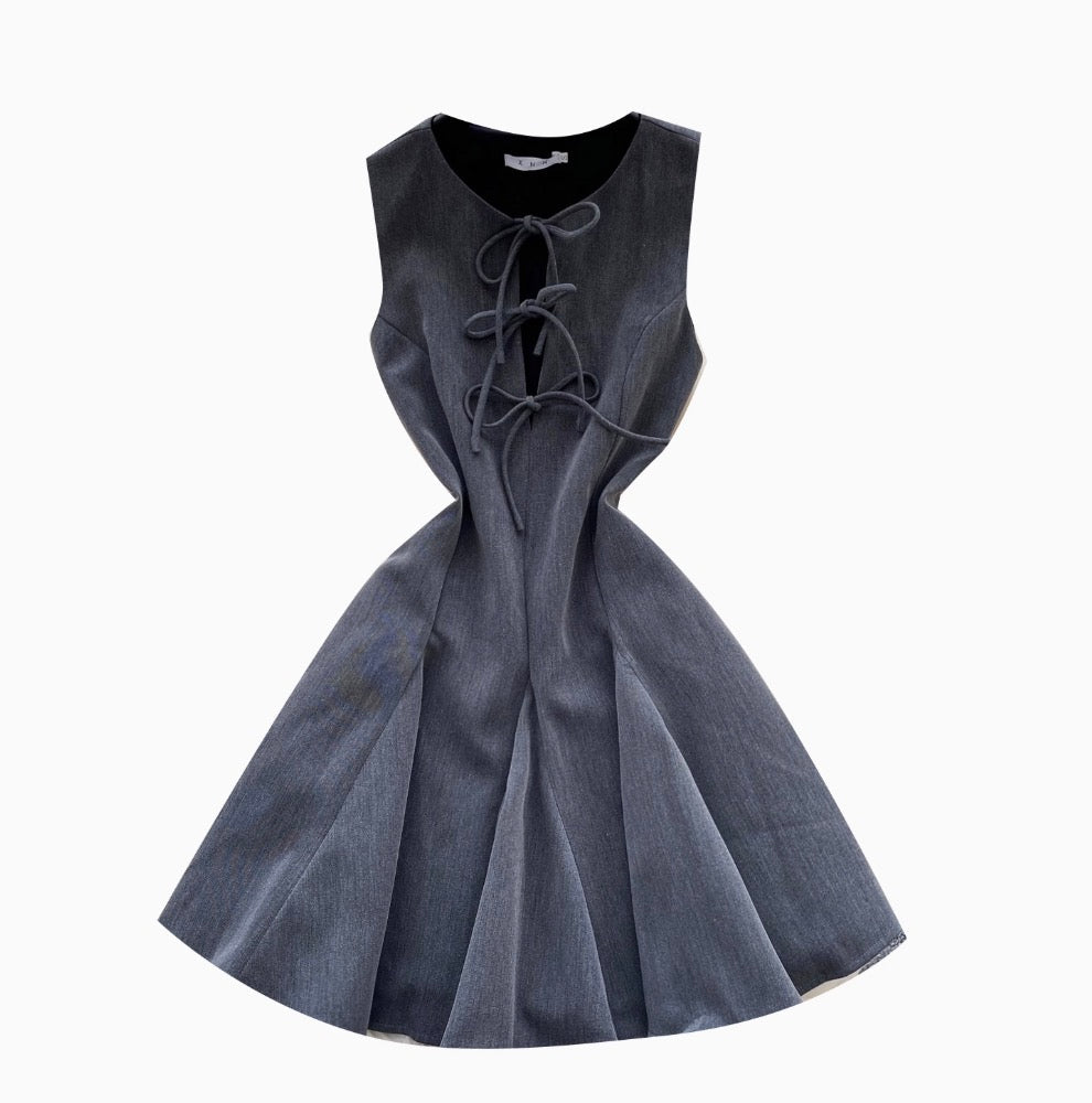 Vintage Sleeveless Multi-Bow Dress