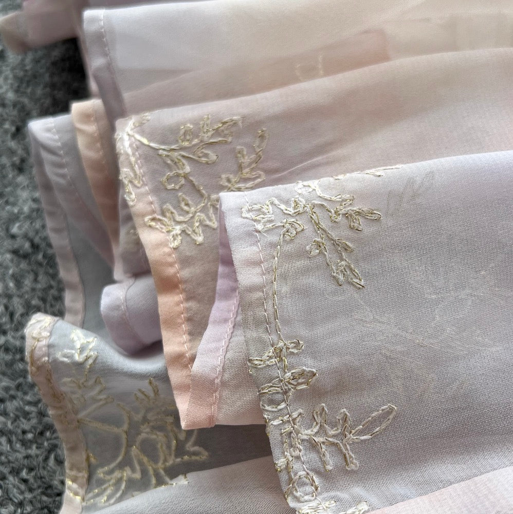 Gradient Color Embroidery Halter Dress