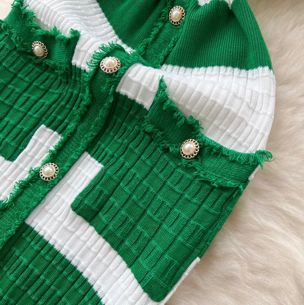 Color-blocking Striped Knitted Dress