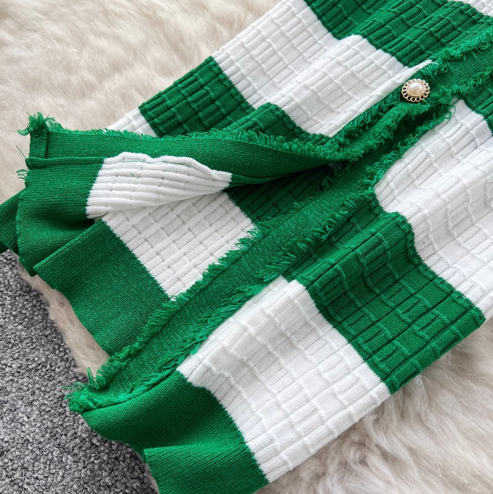 Color-blocking Striped Knitted Dress