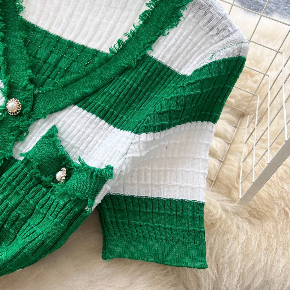 Color-blocking Striped Knitted Dress
