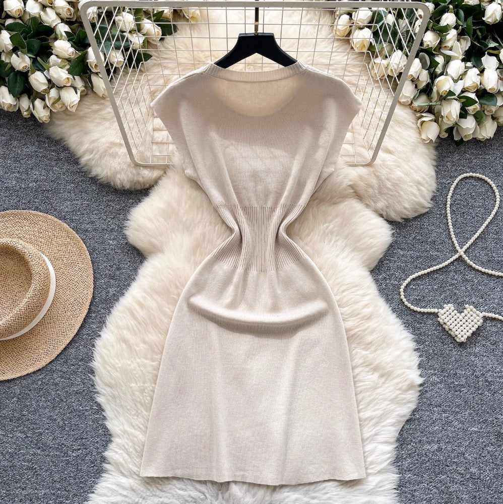 Simple Design 3d Flower Knit Dress