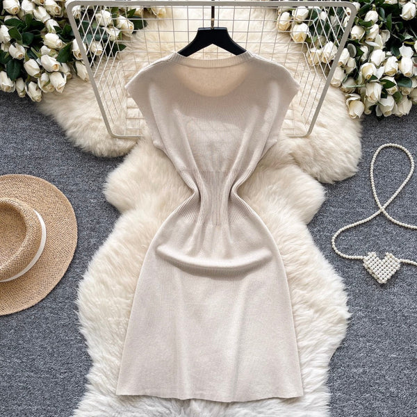 Simple Design 3d Flower Knit Dress