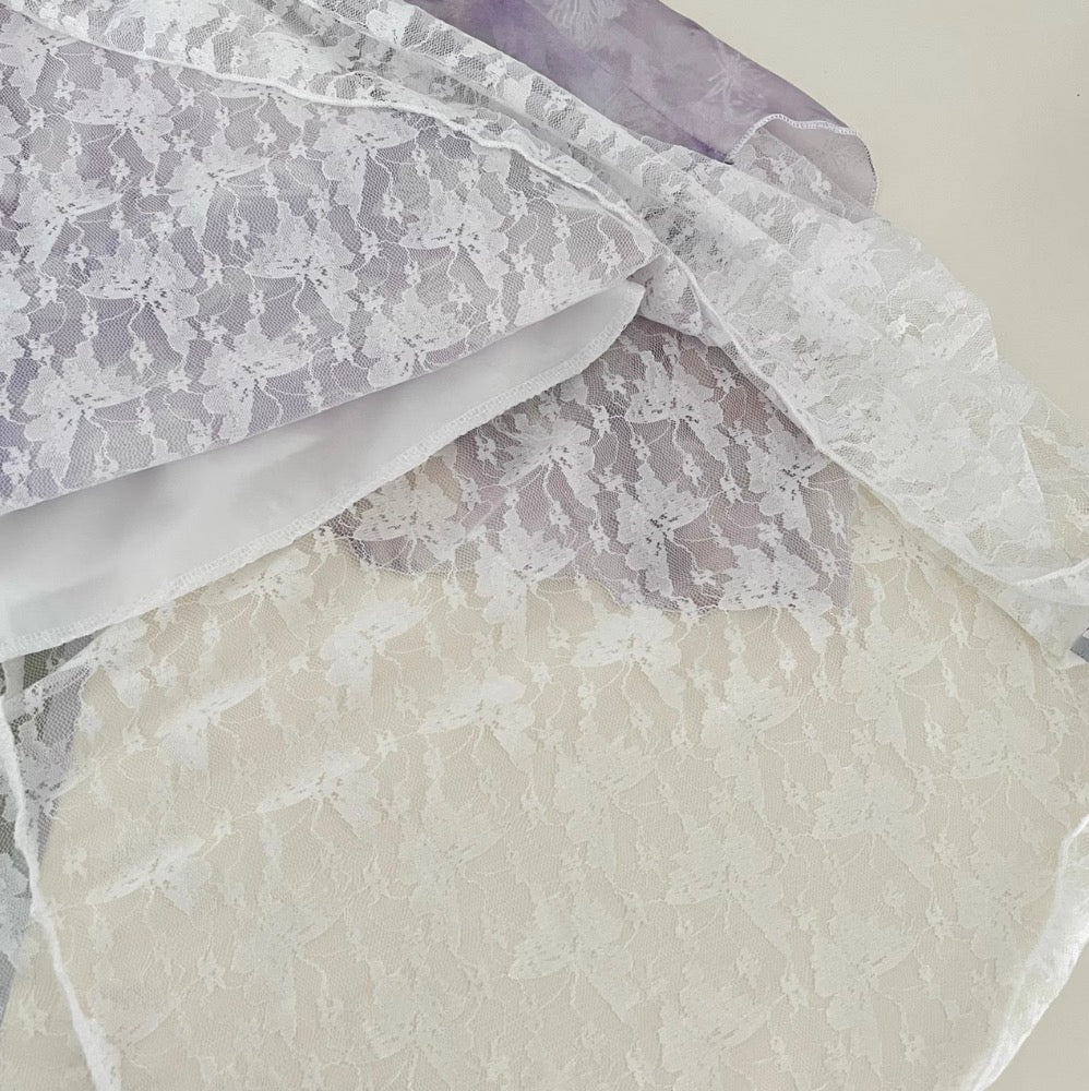 Purple Tie-dye Lace Patchwork Slip Dress