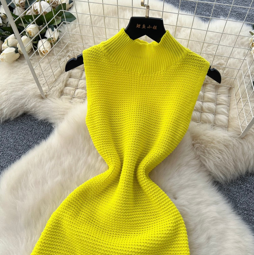 High-end Fringed Sleeveless Knit Dress