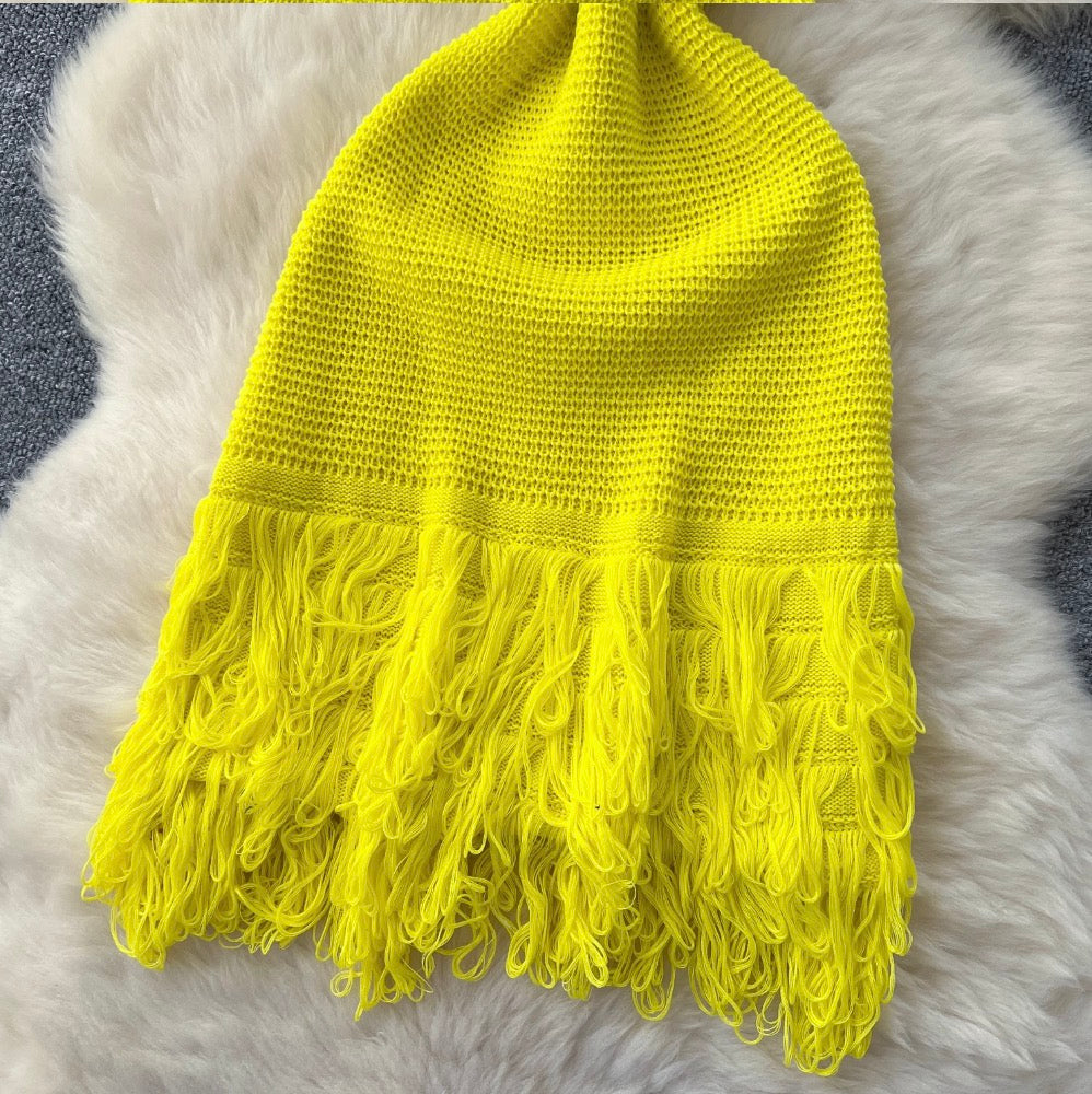 High-end Fringed Sleeveless Knit Dress
