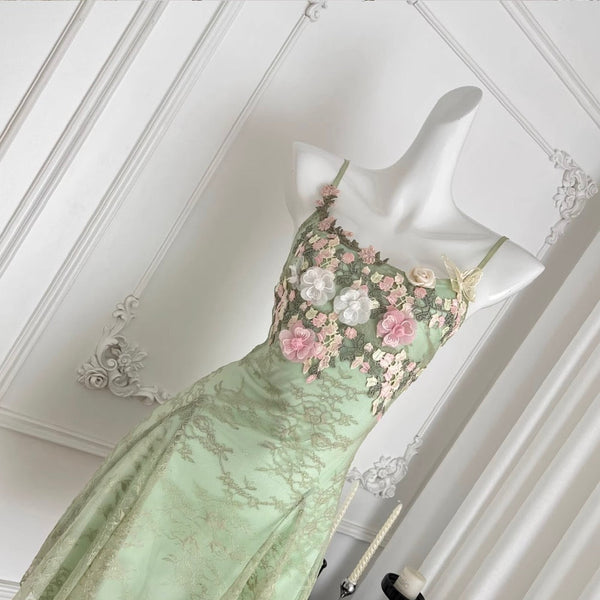 3D Floral Embroidered Lace Slip Dress