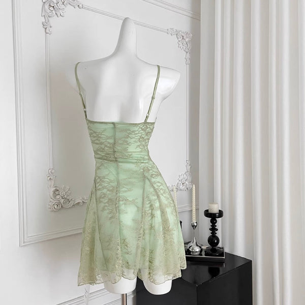 3D Floral Embroidered Lace Slip Dress