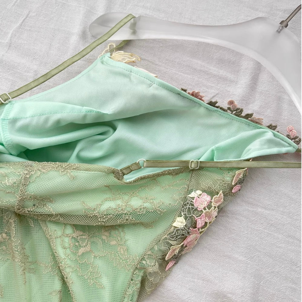 3D Floral Embroidered Lace Slip Dress