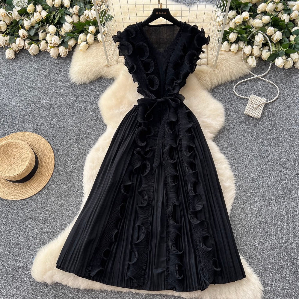 Niche Sleeveless 3D Ruffled Dress
