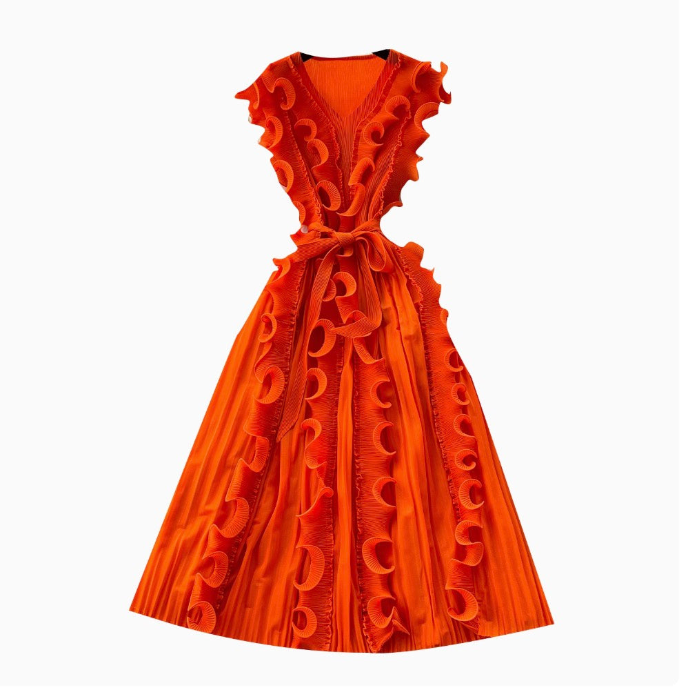 Niche Sleeveless 3D Ruffled Dress