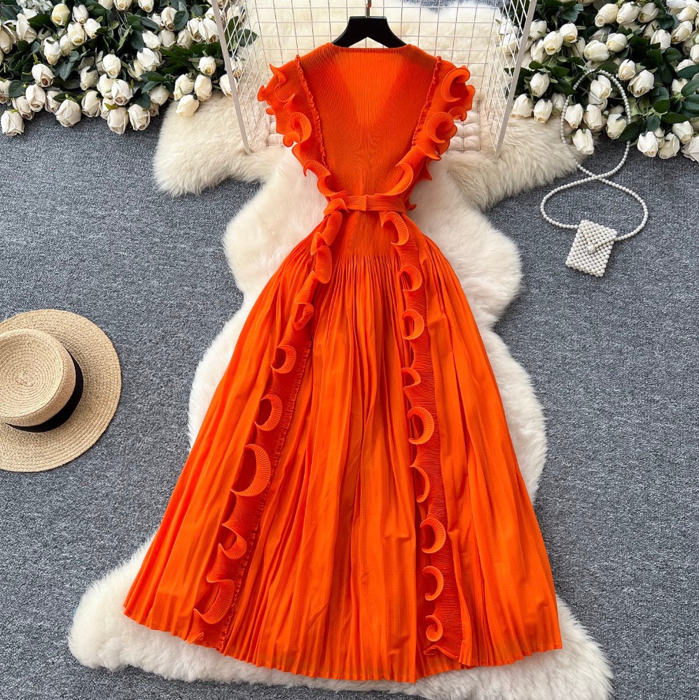 Niche Sleeveless 3D Ruffled Dress