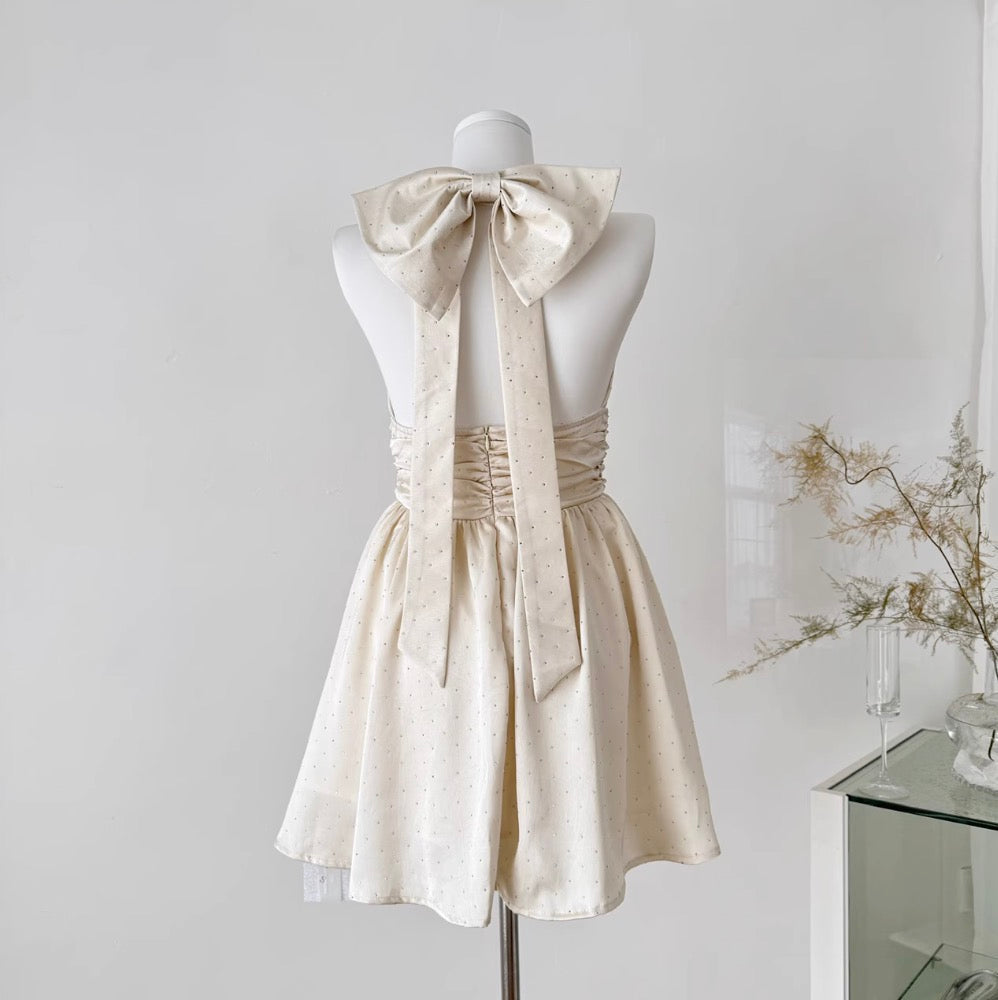 Back Bow-tie Party Halter Dress