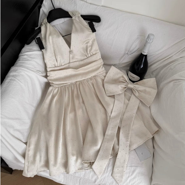 Back Bow-tie Party Halter Dress