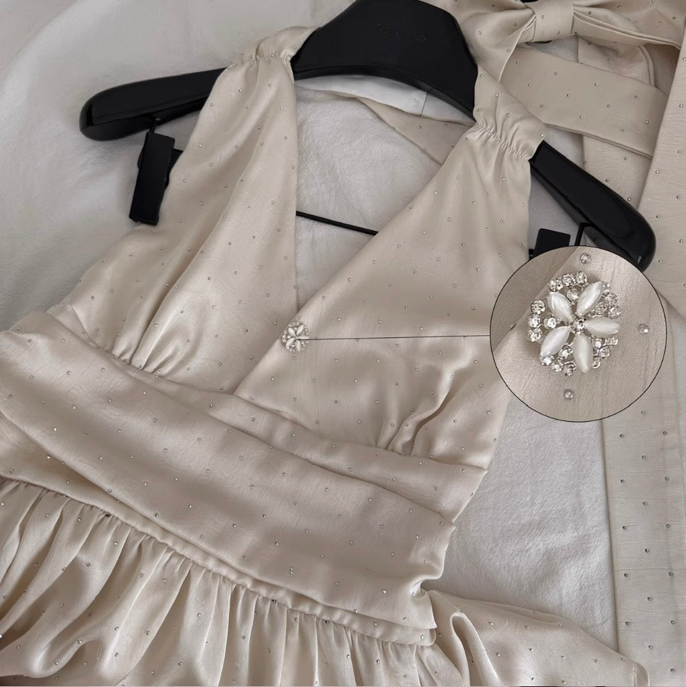 Back Bow-tie Party Halter Dress