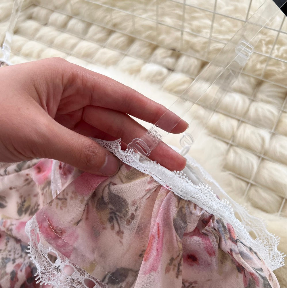 Lace Patchwork Floral Chiffon Dress