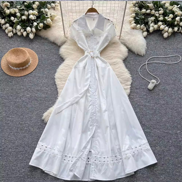 Vintage Lace Patchwork Shirt Dress