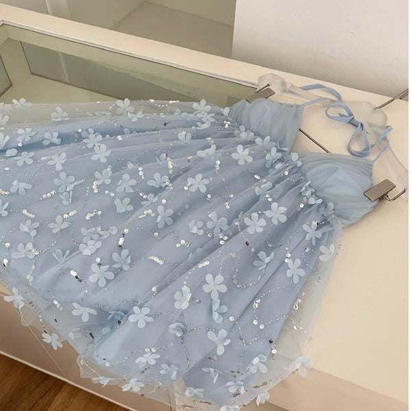 Sweetie Sequined Blue Mesh Dress
