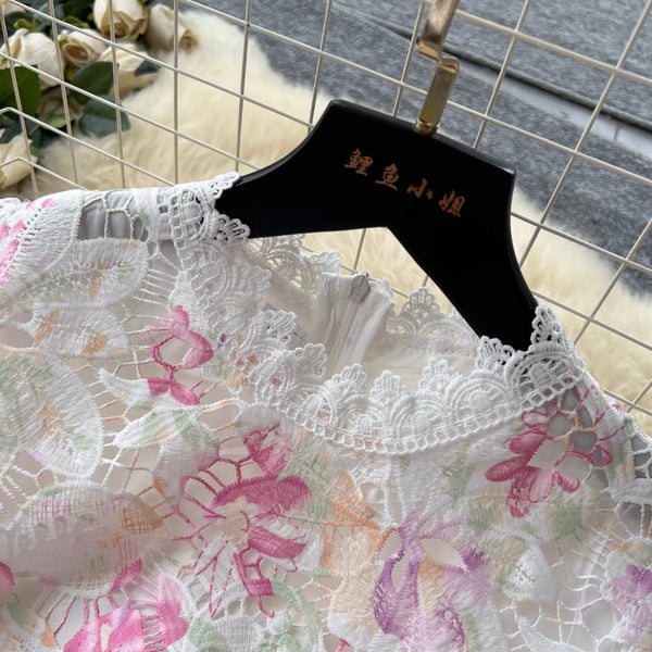 Elegant Lace Crochet Floral Dress