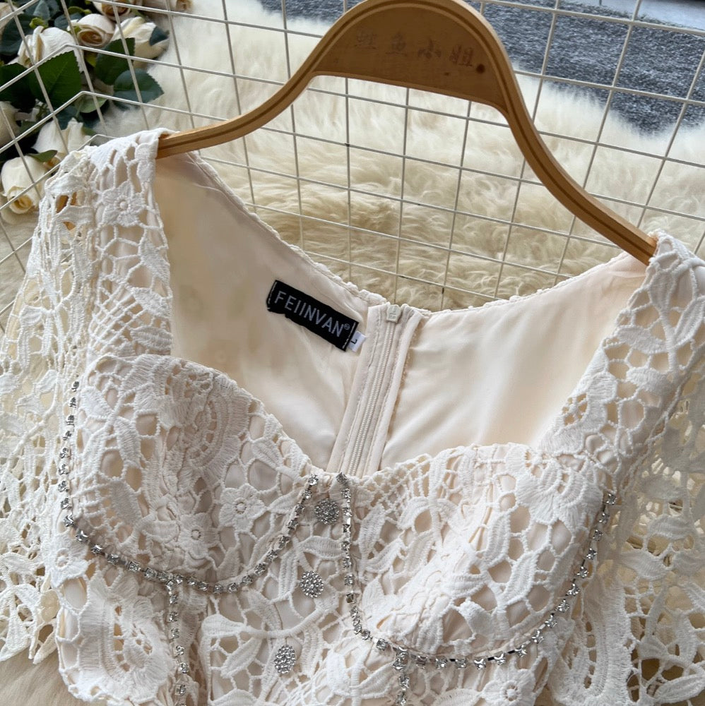 High-end Rhinestone Studded Embroidery Dress
