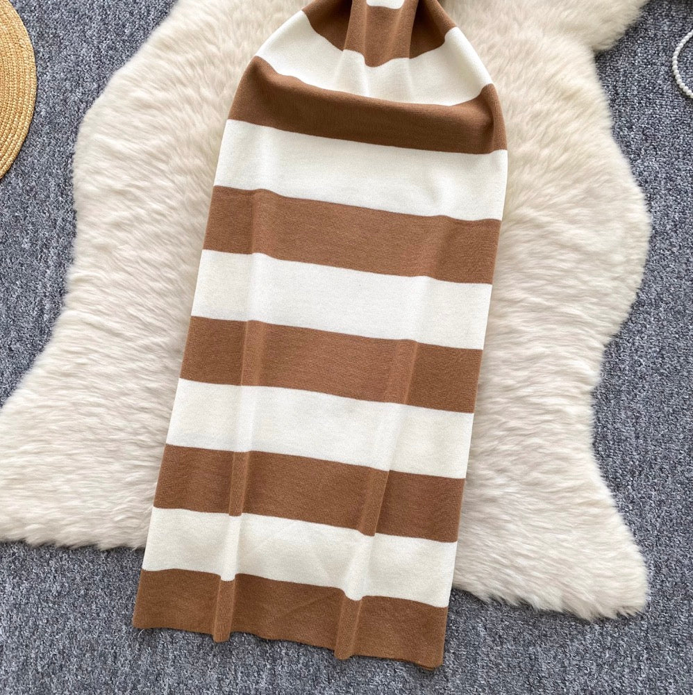 Sexy Color-blocking Striped Slip Dress