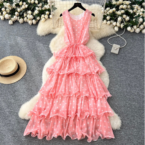 Niche Polka Dot Cake Vest Dress