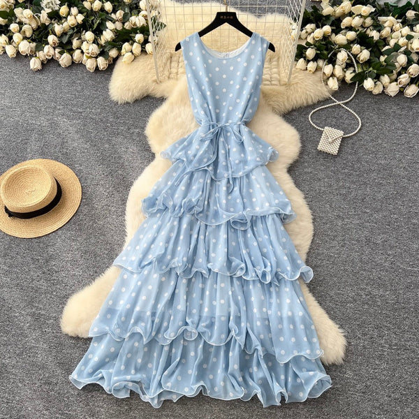Niche Polka Dot Cake Vest Dress