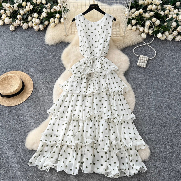 Niche Polka Dot Cake Vest Dress