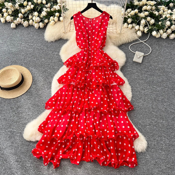 Niche Polka Dot Cake Vest Dress