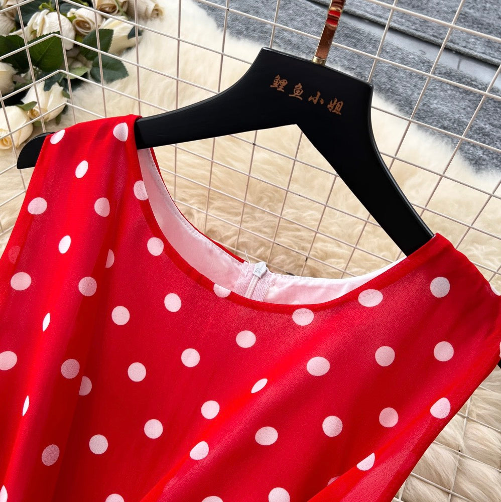 Niche Polka Dot Cake Vest Dress