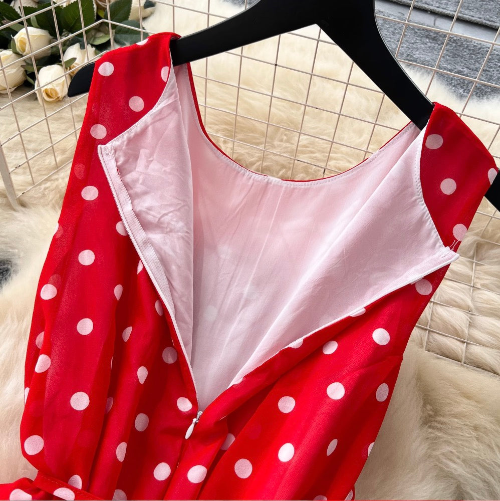Niche Polka Dot Cake Vest Dress