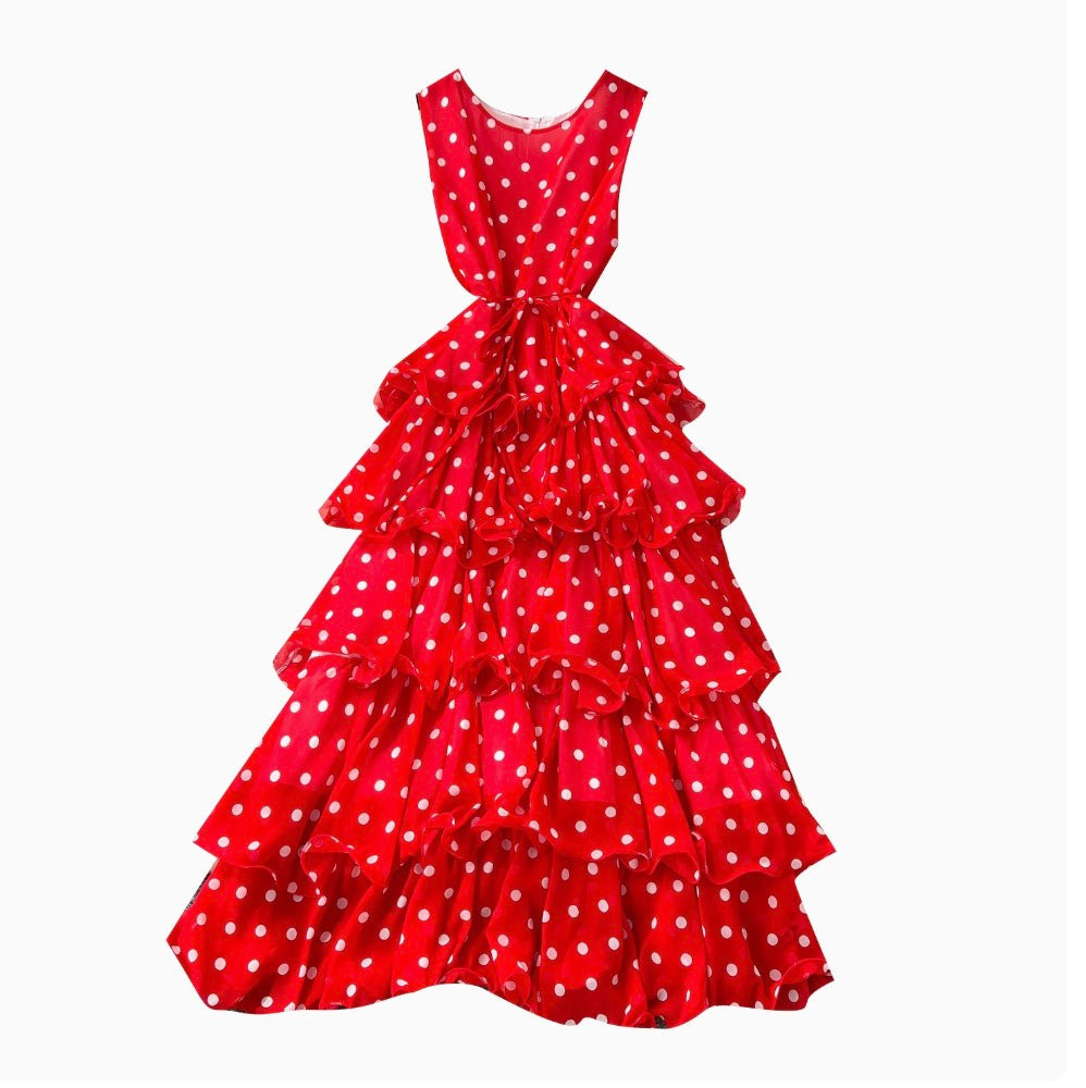Niche Polka Dot Cake Vest Dress
