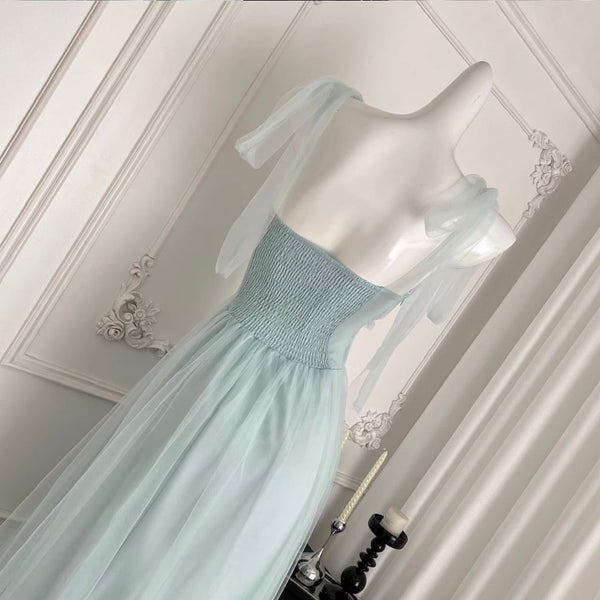 Elegant Lace-up Green Mesh Dress