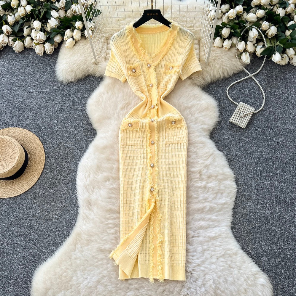 Vintage Furry Yellow Cardigan Dress