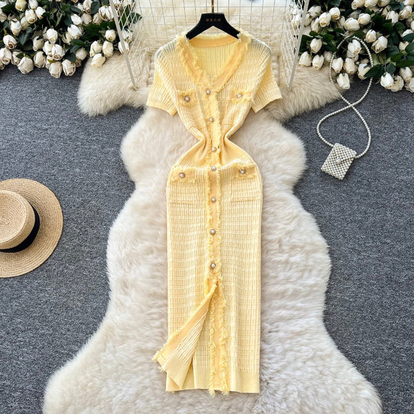 Vintage Furry Yellow Cardigan Dress