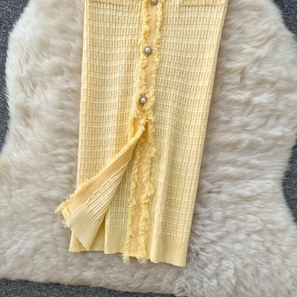 Vintage Furry Yellow Cardigan Dress
