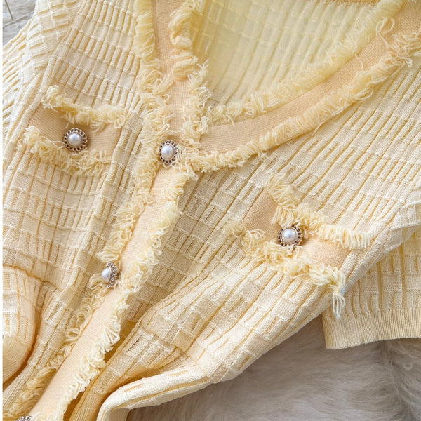 Vintage Furry Yellow Cardigan Dress
