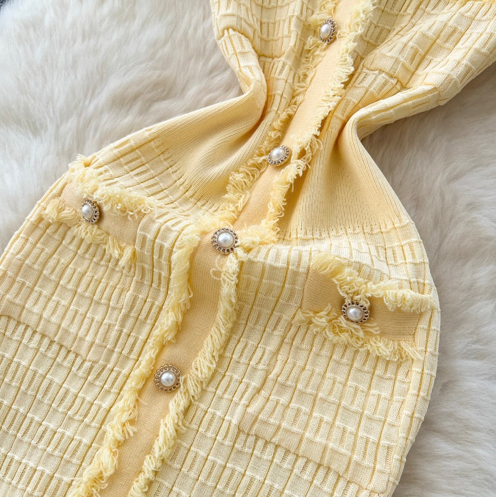 Vintage Furry Yellow Cardigan Dress