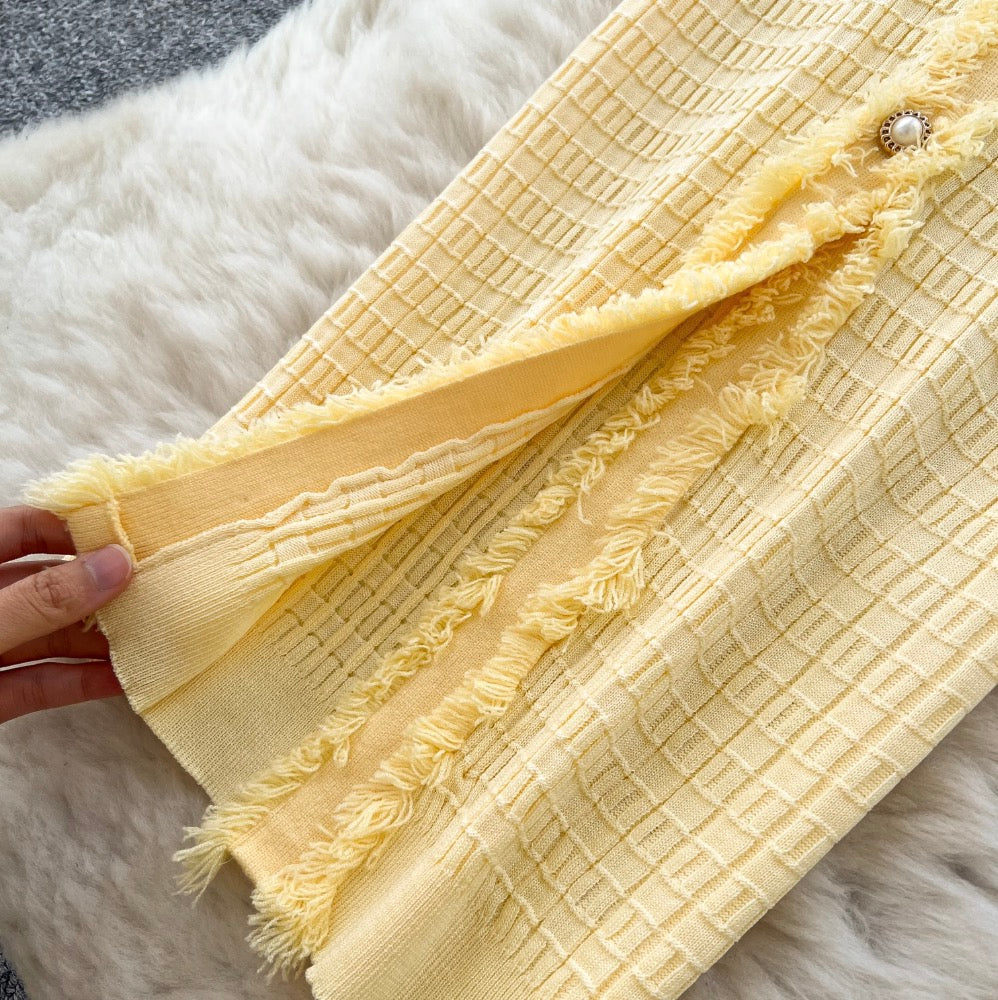 Vintage Furry Yellow Cardigan Dress