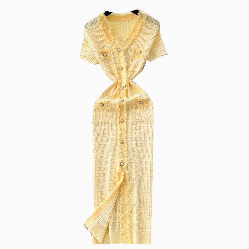 Vintage Furry Yellow Cardigan Dress