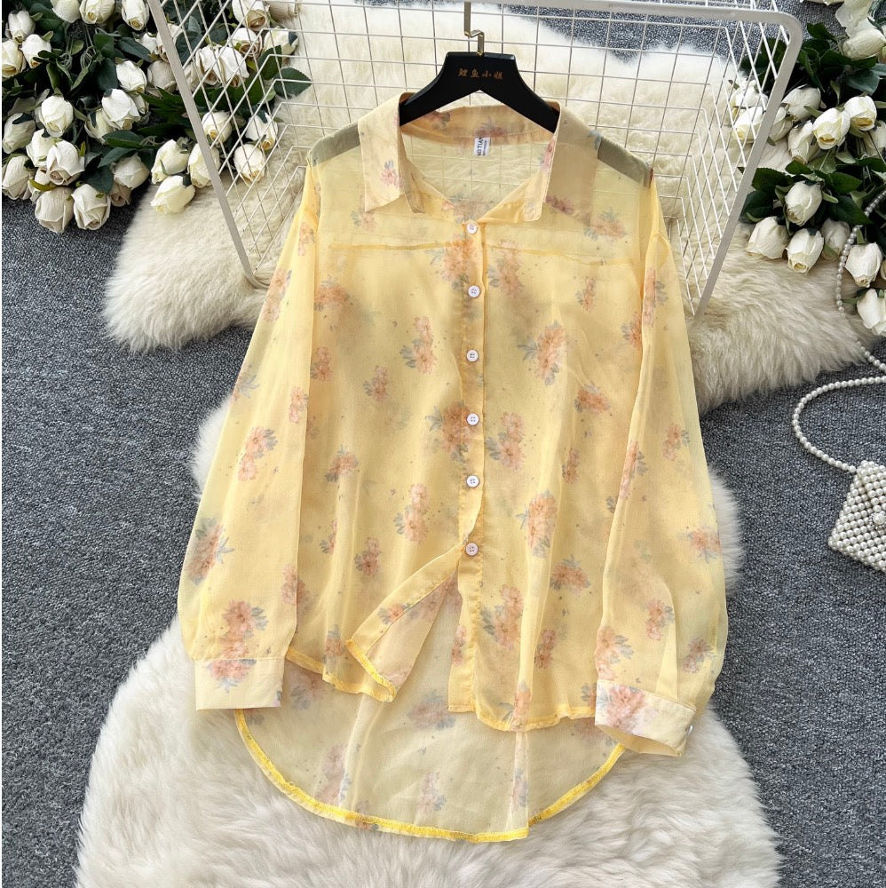 Floral Sunscreen Shirt & Slip Dress 2Pcs