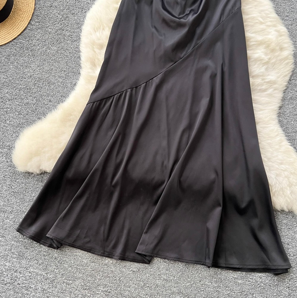 Draped Neckline Backless Slip Dress