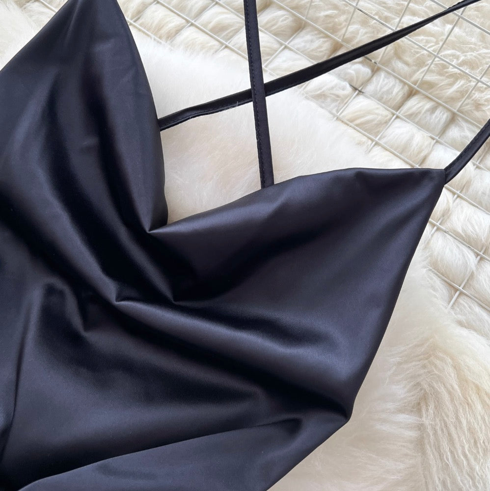 Draped Neckline Backless Slip Dress
