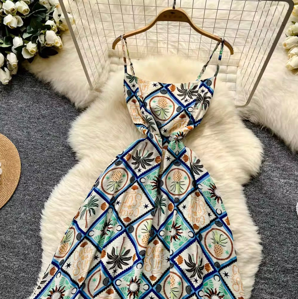 Bohemian Style Pattern Printed Slip Dress